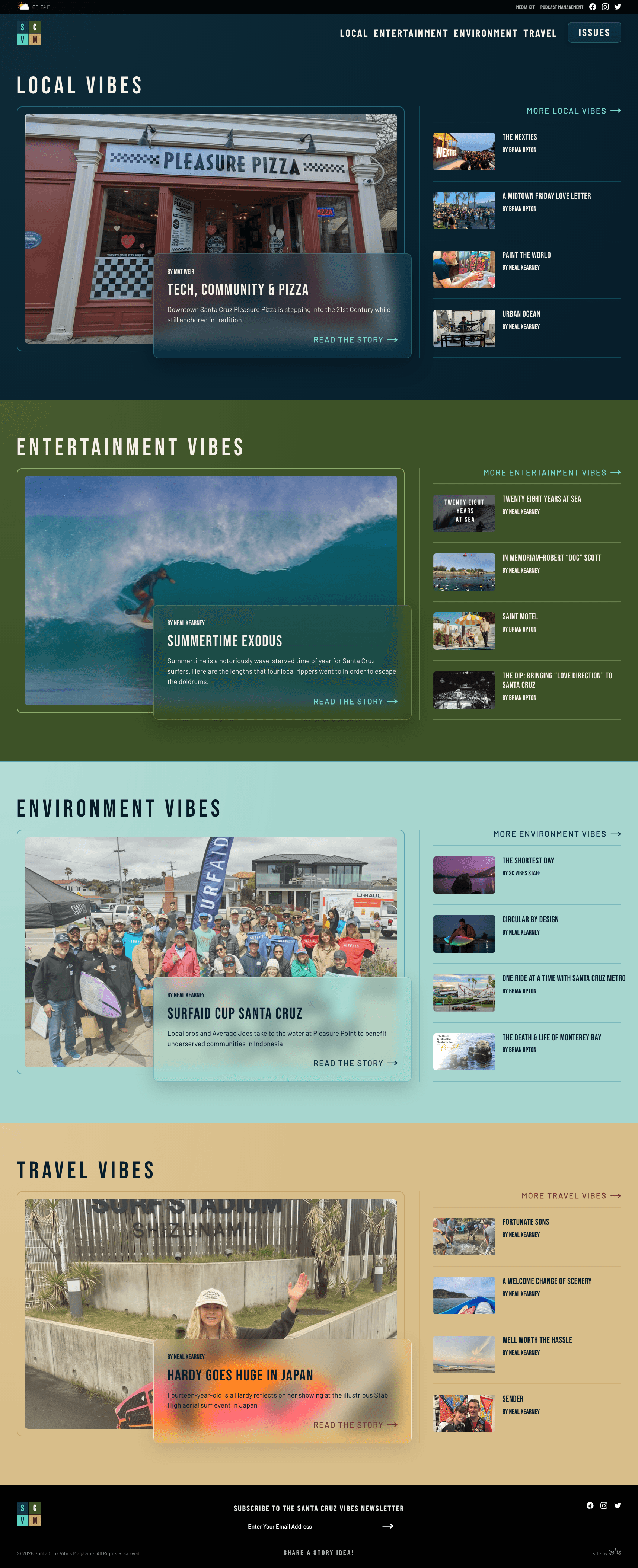 Santa Cruz Vibes Magazine website Homepage