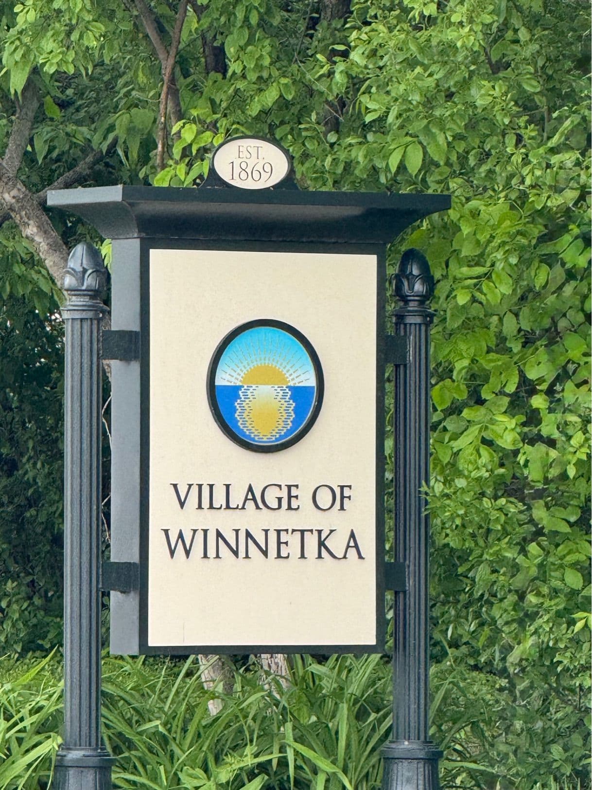 Village of Winnetka sign on Green Bay Road photographed by El Dorado Creative