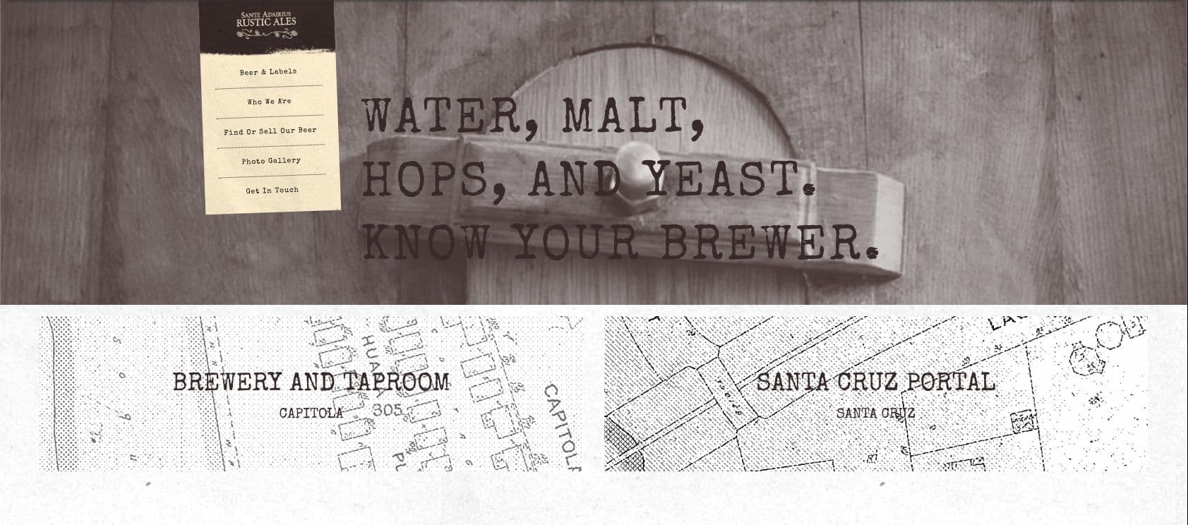 Screenshot of the homepage from a local brewery website developed by El Dorado Creative