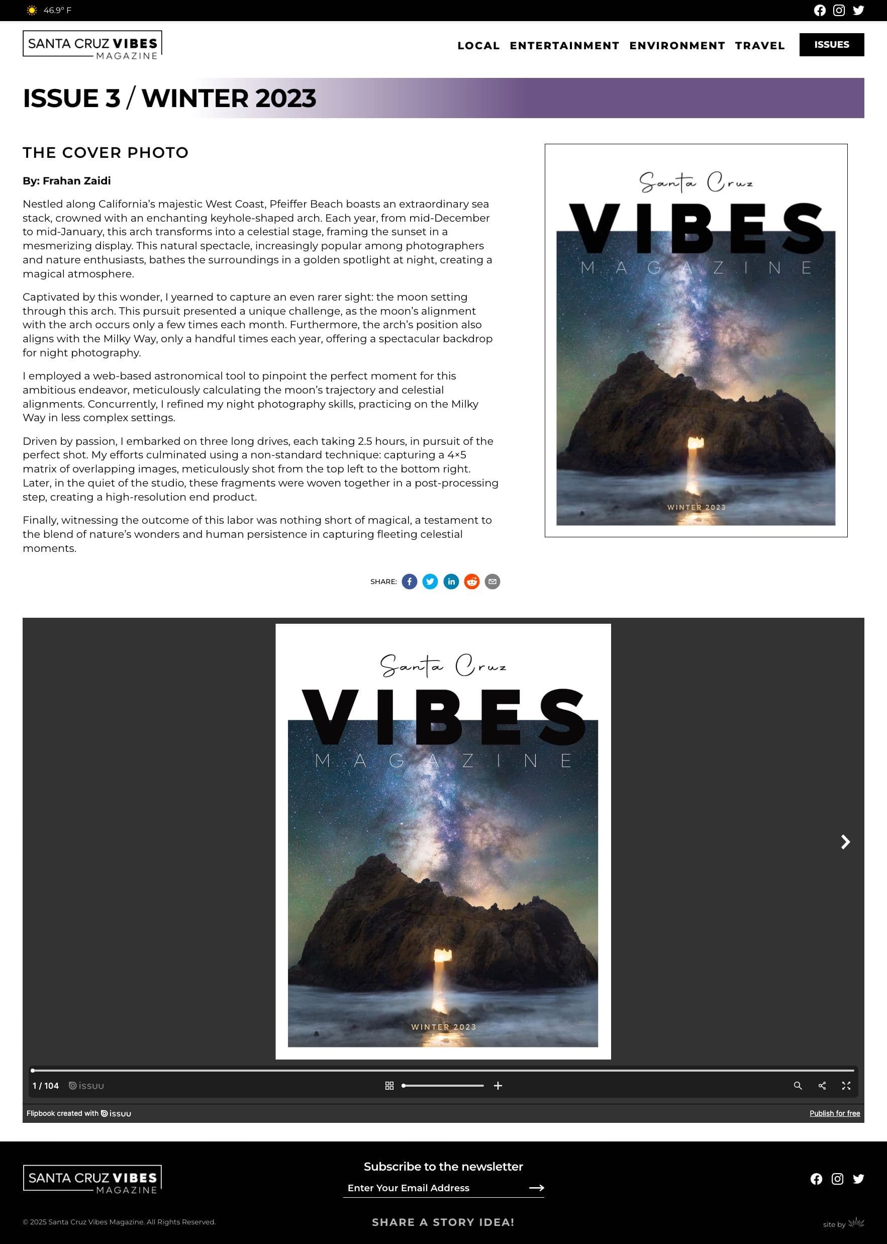 Santa Cruz Vibes Magazine website issue detail page from Issue 3