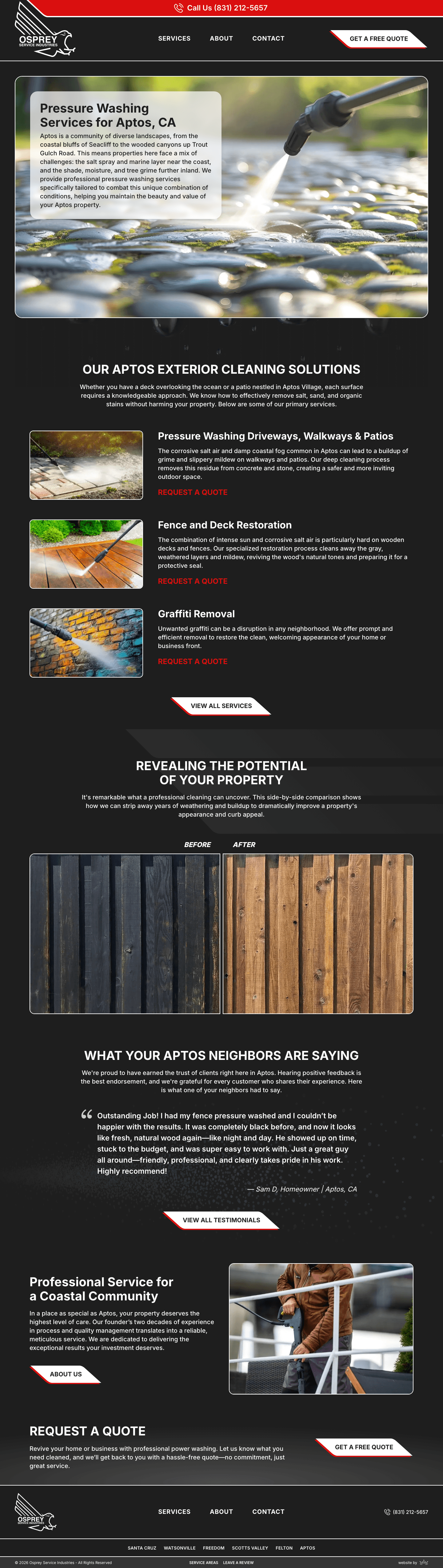 Osprey Service Industries Website Location Focused page design
